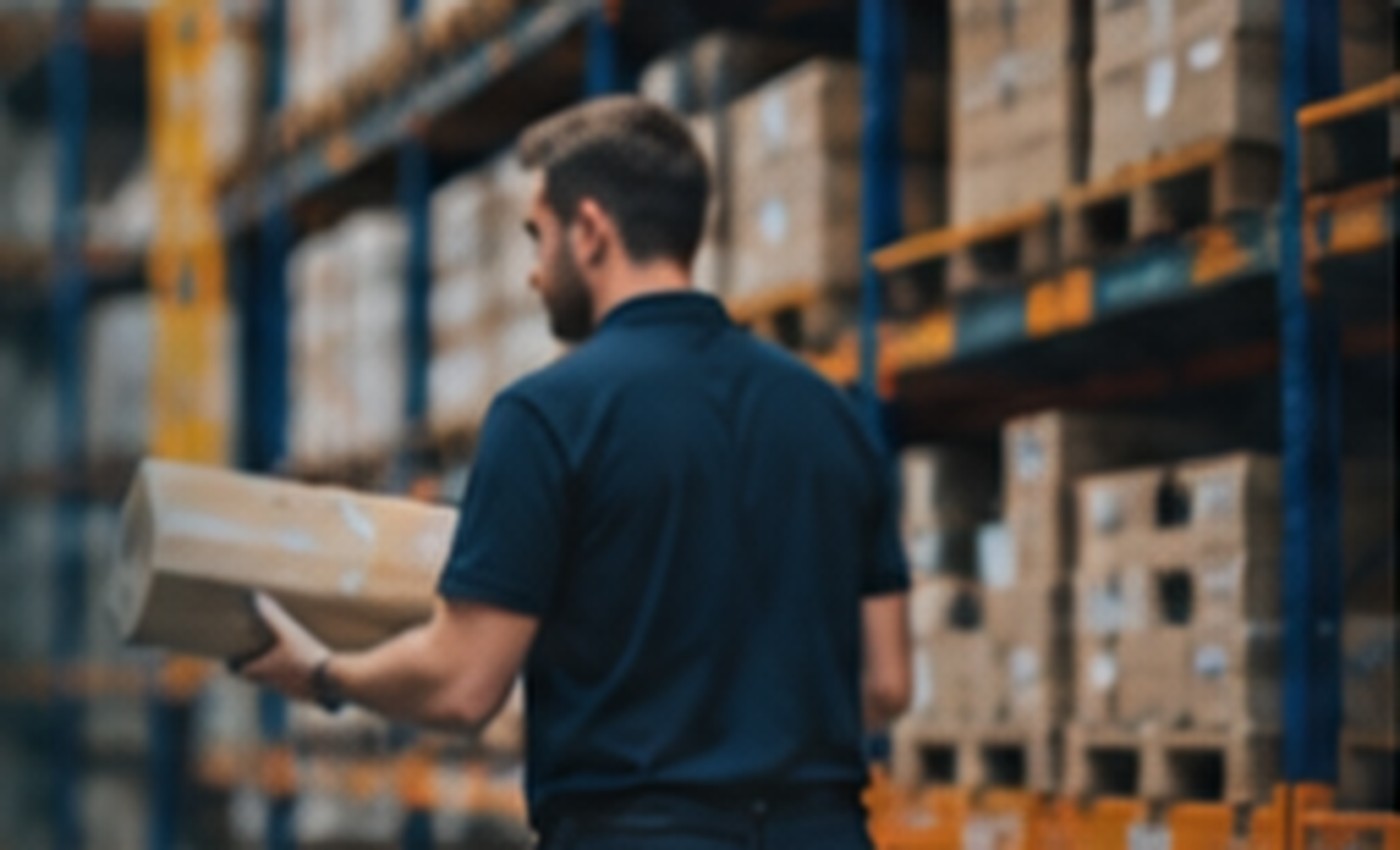 Professional plumbing supply warehouse with stocked shelving